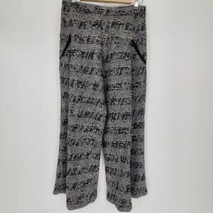 INGRID MUNT knitted black white straight leg wool viscose pants size small